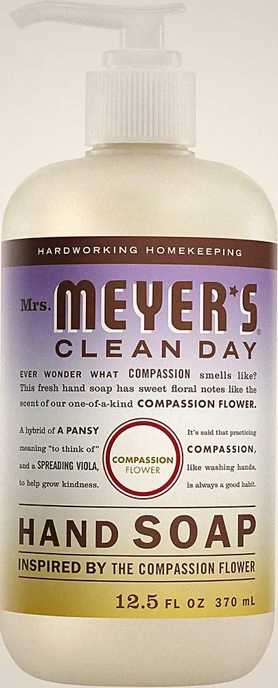 MRS. MEYER'S CLEAN DAY Hand Soap, Compassion Flower Scent, 12.5 Fl Oz Bottle